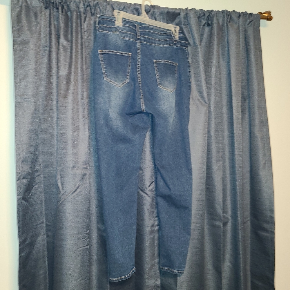 Shein 1X Blue Stretch Distressed Jeans - Picture 8 of 11
